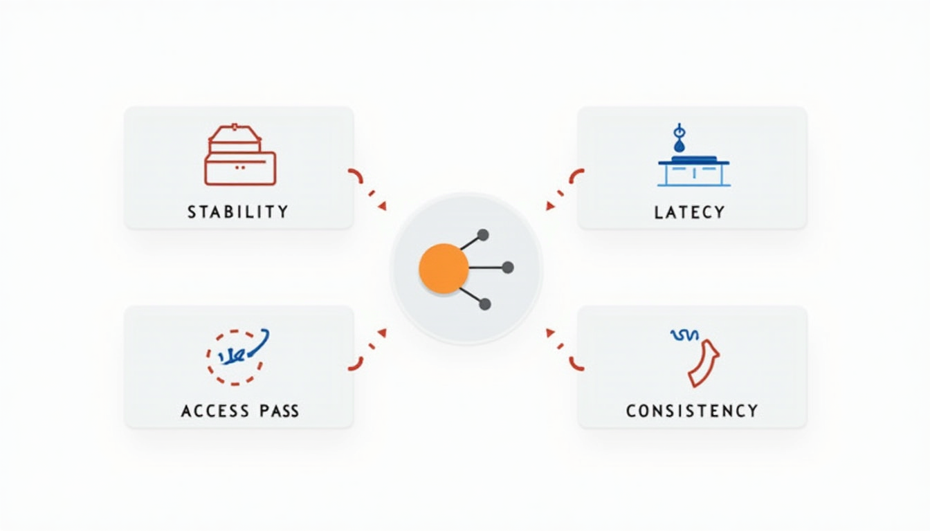 Cloudflare 验证一直循环怎么办 先排查这 7 个常见原因 7 展示代理稳定性与通过率相关检查指标的示意图