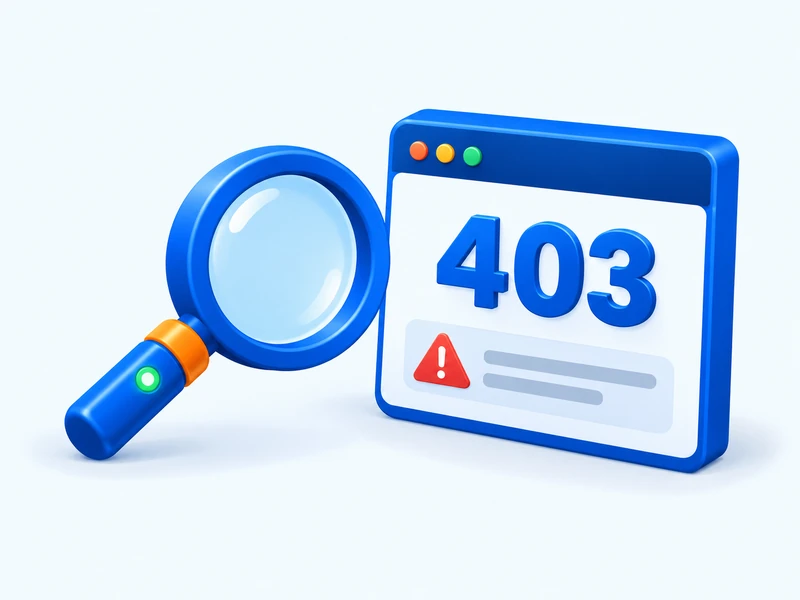 Python 访问 TruePeopleSearch 返回 403?从请求配置到验证处理逐步排查 2 403 响应面板与蓝色放大镜,用于说明 TruePeopleSearch 请求排查